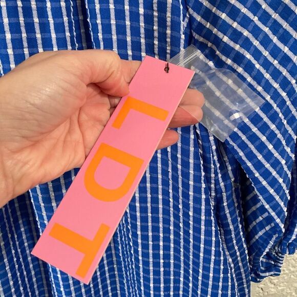 NWT LDT Blue and White Checkered Shift Dress - Picture 9 of 11